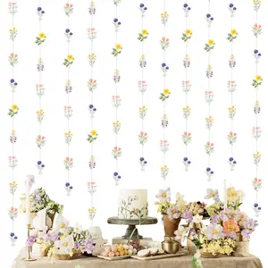 8 Pcs Wildflower Garland Streamers for Birthday Party Baby Shower Wildflower Themed Party Decorations for Girls Women Floral Daisy Flower Supplies Hanging Ceiling Decor