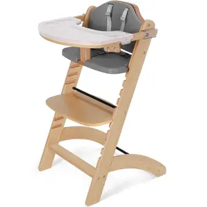 Cowiewie New Upgrade 3-in-1 Convertible Wooden High Chair for Babies & Toddlers 10 Levels Adjustable 3-Tier Remove 2 Waterproof Cozy Cushions Grey