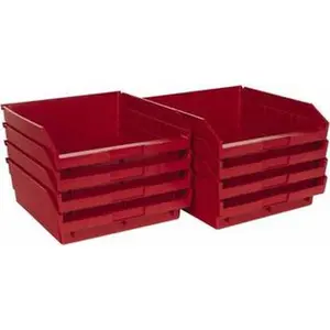 Quantum Storage Systems Red Plastic Rectangle Universal Hopper Shelf Bin Organiser - 11-1/8" W x 11-5/8" D x 4" H, 50 Lb Capacity, QSB 109RD, UPC: 651588007761, for Home Supplies