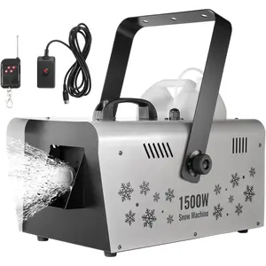 VEVOR Snow Machine, 1500W Snow Maker Machine with 2 Remotes Control and 5L Large Capacity Water Tank, High Output Snowflake Maker Stage Snow Effect for Christmas, Halloween, Wedding, DJ Parties