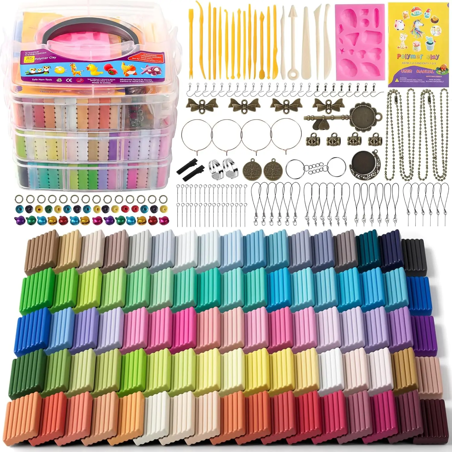 Polymer Clay 85 Colors, Modeling Clay for , Oven Bake Molding Clay Kit,DIY Starter Kits with Sculpting Tools and Accessories, Art and Craft Gifts for  and Adults.