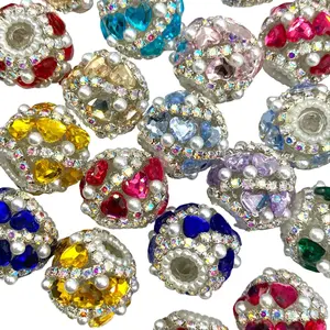 5pcs Hearts on Bling Mode Fancy Beads - Jewelry Making Beads Fancy Rhinestone Beading & DIY Supplies