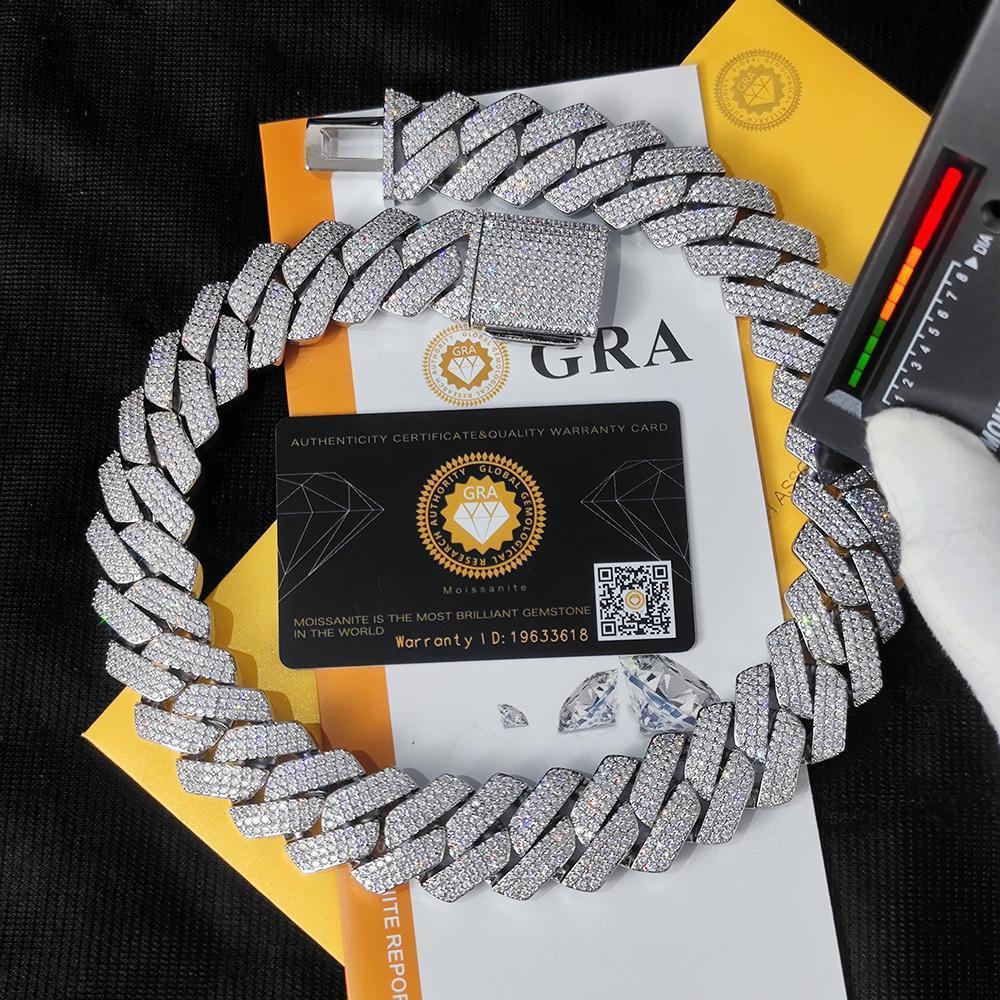 Custom 25MM S925 Sterling Silver Hip Hop Moissanite Cuban Link Chain Thick Miami VVS Cuban Necklace For Men