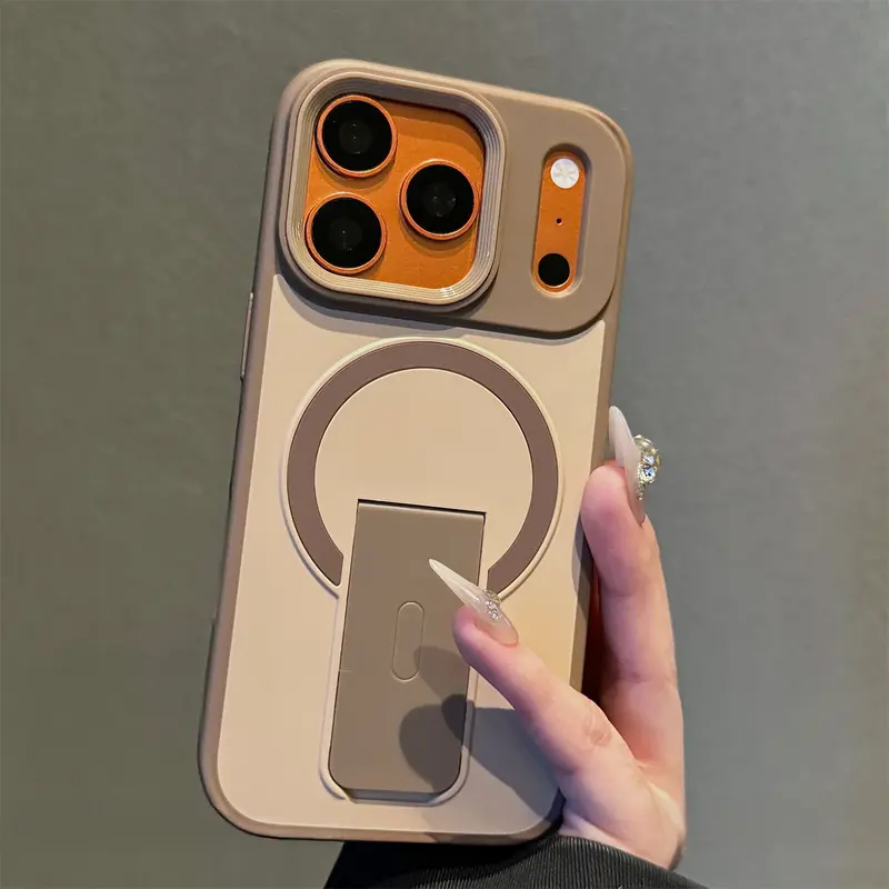 MagSafe-Compatible Magnetic TPU+PC Heavy-Duty Cellphone Cover - Foldable Hidden Kickstand, Camera Protector, Handheld Support, Fingerprint Resist, Slim Shockproof Accessories for iPhone Series (11/12/13/14/15/16/17 Pro Max Plus Air 16E 17E) Devices