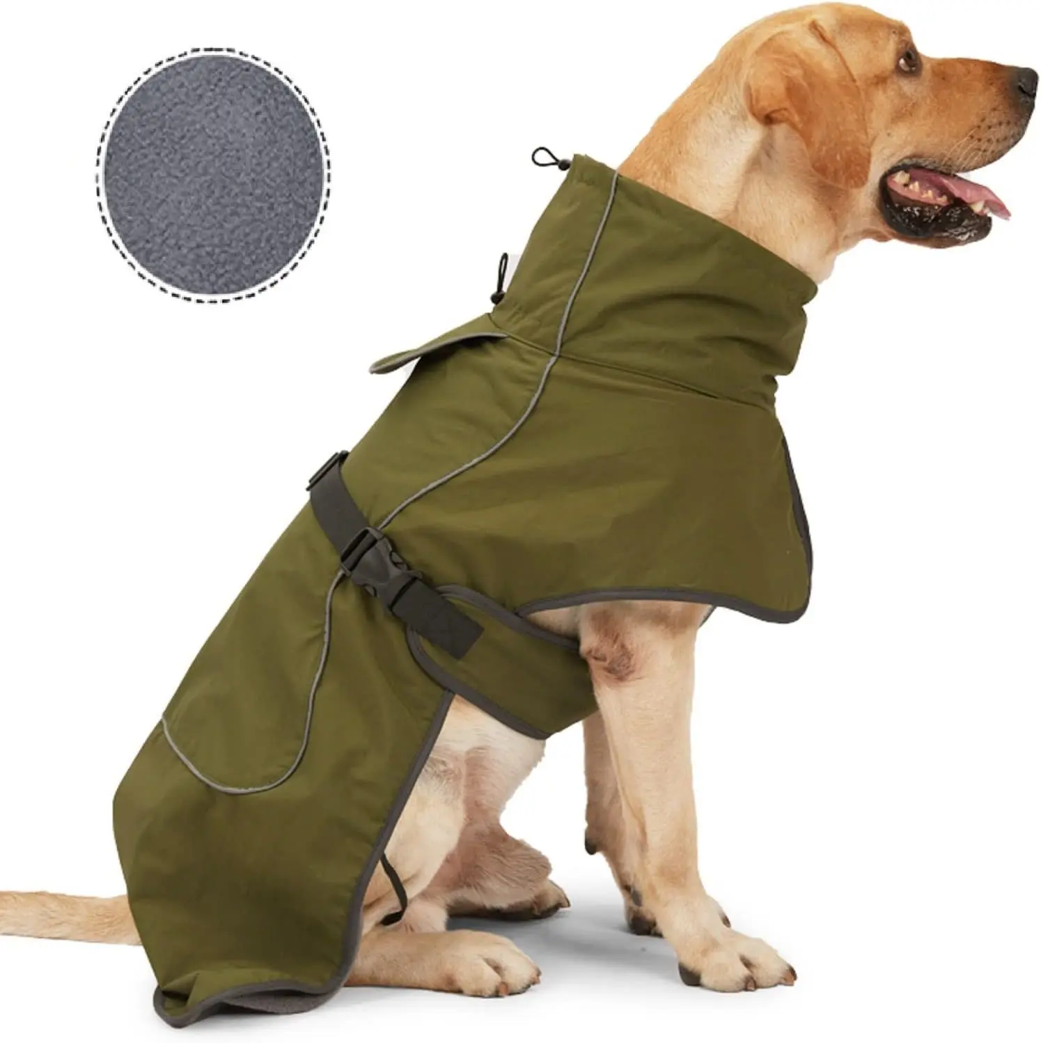 DikaSun Dog Raincoat - Outdoor Multi-Size Solid Color Waterproof, Windproof, Reflective, Breathable Full-Body Dry Suit for Small to Extra Large Dogs