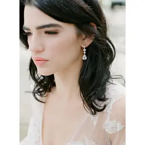 ADELIE Silver Simulated Diamond Drop Earrings