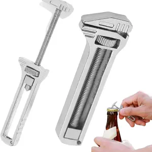Compact Titanium Stainless Steel Multitool, Portable Mini Lightweight Multitool Wrench, Multifunctional Bottle Opener Tool with Mini Adjustable Wrench, Nail Puller and Keychain Design, For Travel Hiking Camping