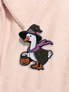 Spooky Halloween Goose Enamel Pin Trick Or Treat Cute Animal Metal Brooch Lapel Backpack Badge Fashion Seasonal Jewelry Accessories Gift for Friends