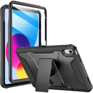 Case for iPad (A16) 11th Generation 11-inch 2025, iPad 10th Generation 10.9-inch 2022, with Built-in Screen Protector and Kickstand, Rugged Full Protective Cover - Black