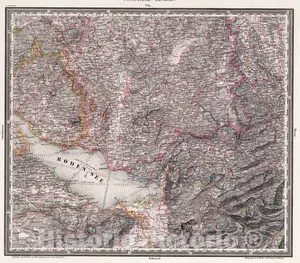 Constanz and Lindau Region - Road Map, 1834 - Historical Map Print