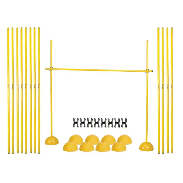 CHAMPION Agility Hurdle Set - 4-Pack of Adjustable 60-Inch Plastic Hurdles with Stability Bases for Indoor/Outdoor Athletic Training, Yellow, Adjustable Hurdles With Clips