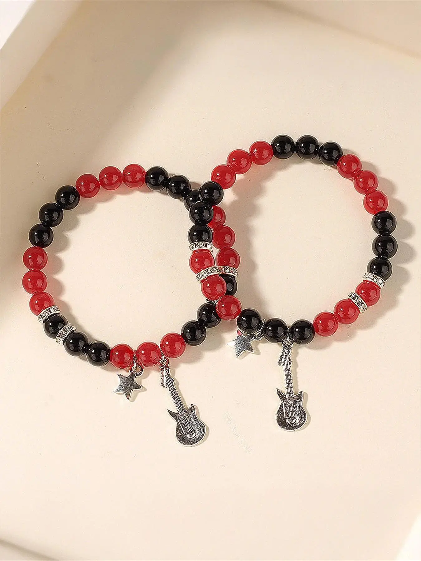 Fashionable Guitar & Star Design Beaded Bracelet, Fashion Jewelry for Party, Daily Clothing Decor, Trendy All-match & Exquisite Jewelry for Birthday Gift, Bead Bracelets