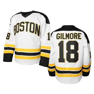 Men's Hockey Jersey, #18,Polyester, Happy Gilmore Golf Jersey Adam Sandler 199Movie Ice Hockey Jerseyitched Letters and NumbersVintage Long Sleeve VNeck Hockey Ball Uniform, CasualSportswear for Men
