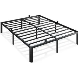 Metal Bed Frame Full Size, 14 Inch 3500 lbs Heavy Duty Platform Bed Frames Steel Slats Noise Free No Box Spring Needed, Easy Assemble Sturdy Bedframe Rounded Corner with Storage and Mattress Retainers
