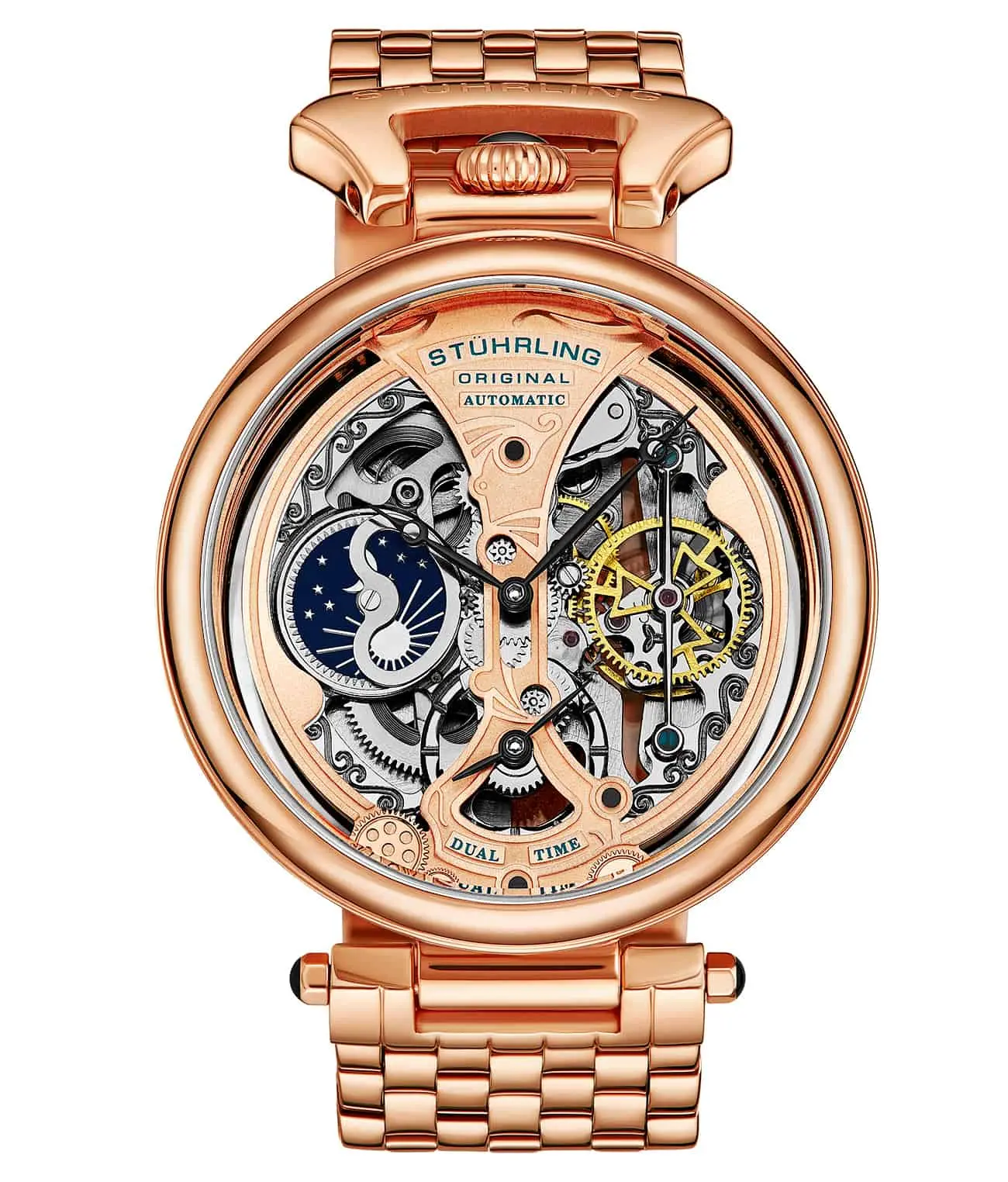 Men's Automatic Skeleton Watch with a 46mm Round Face, Stainless Steel Link Bracelet and 5 ATM Water Resistance, Skeleton Dial, Automatic Movement, Automatic Mechanical Wrist Watches, Luxury Fashion Men's Watches