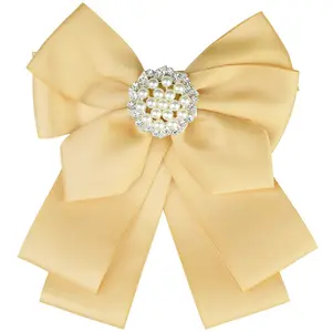 INSPIRE CHIC Women's Ribbon Brooch Bowknot Necktie School Uniform Pin Collar Bow Ties with Beads