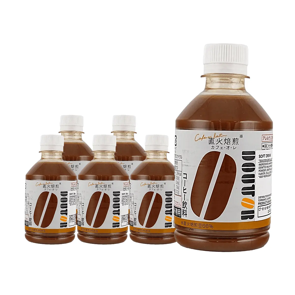 ASAHI Doutor Cafe Au Lait 6-Pack (260ml x 6) - Ready-to-Drink Japanese Iced Coffee Latte, Fire-Roasted Beans