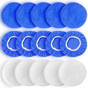 5 to 6 Inch Pad Bonnet For Car Polisher, 15Pcs Bonnet Buffing Pads For Car Polishing, 10*Microfiber+5*Woollen