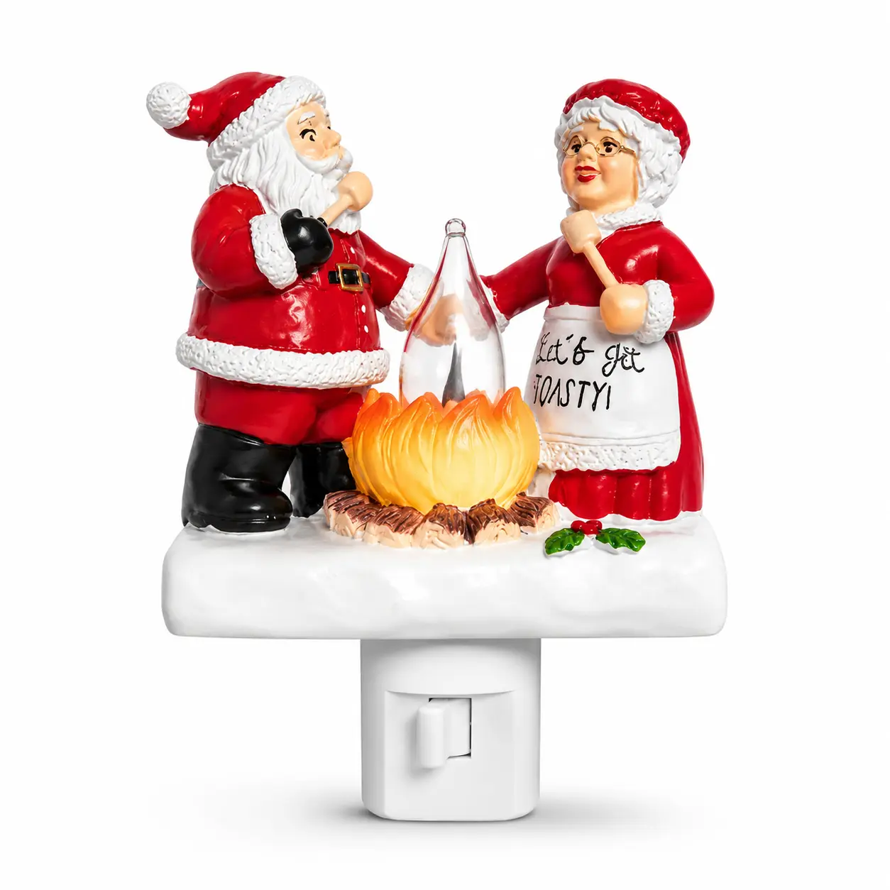 3D LED Santa Claus Campfire Night Light - Warm White Compact Indoor Decorative Light with Realistic Flickering, Funny Halloween & Christmas Themed Decor, 2027 Design Home Festive Supply