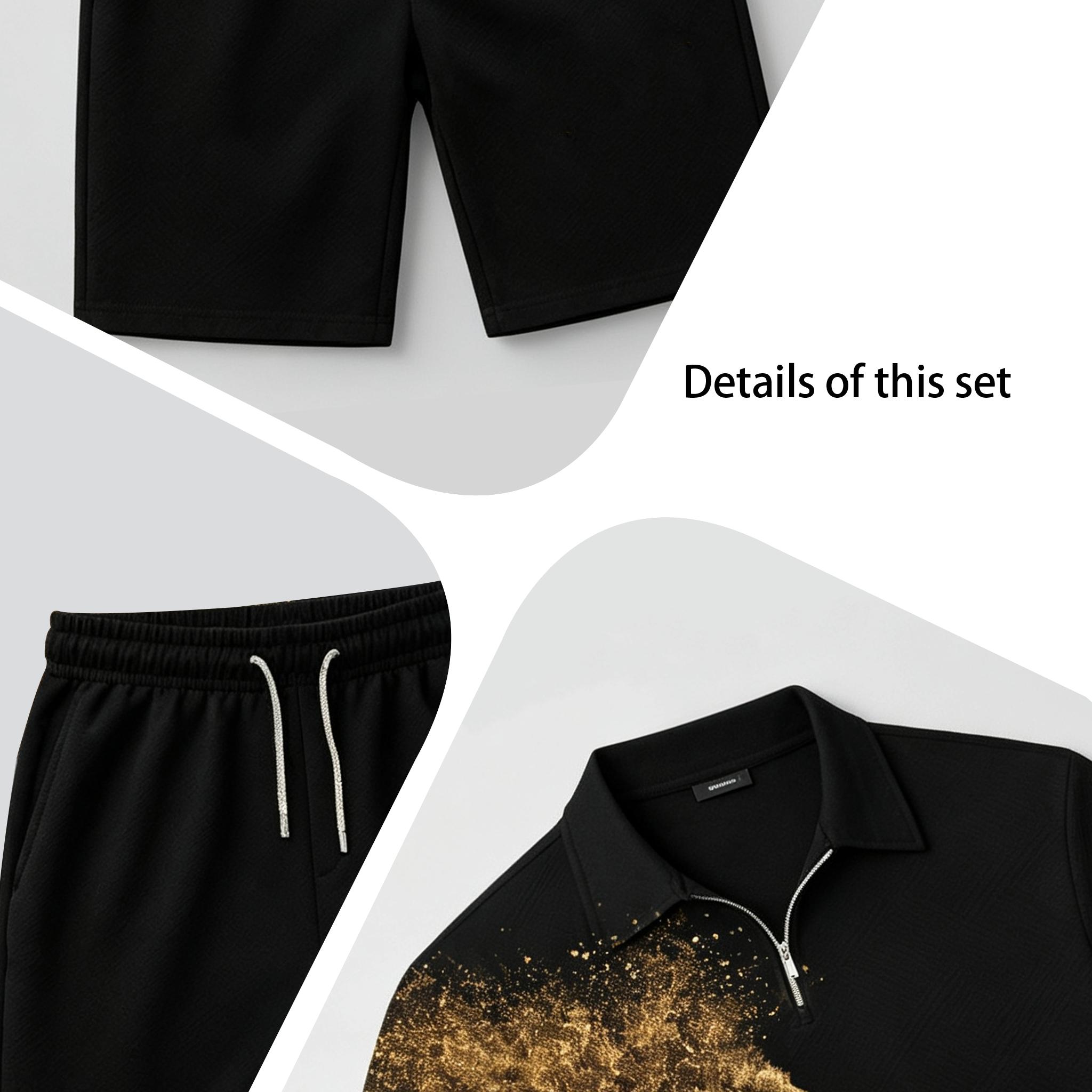 Men's 2-Piece Graphic Clothes Set - Stylish Animal Lion Print Short-Sleeve Polo & Shorts, Breathable Polyester, Fashion Streetwear Outfit for Birthday, Sizes M-3XL