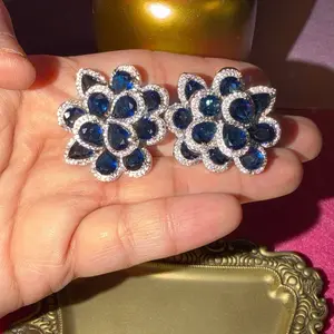 Blue Studs - Elegant Floral Design Studs for Jewelry & Decorative Elements
