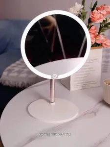 Lighted Makeup Mirror,Rechargeable Vanity Mirror with 3 Color Lights,Dimmable Touch Screen, Brightness Adjustable Desk Tabletop Mirror,Portable Table Cosmetic Mirror for Travelling christmas 2024 ornament