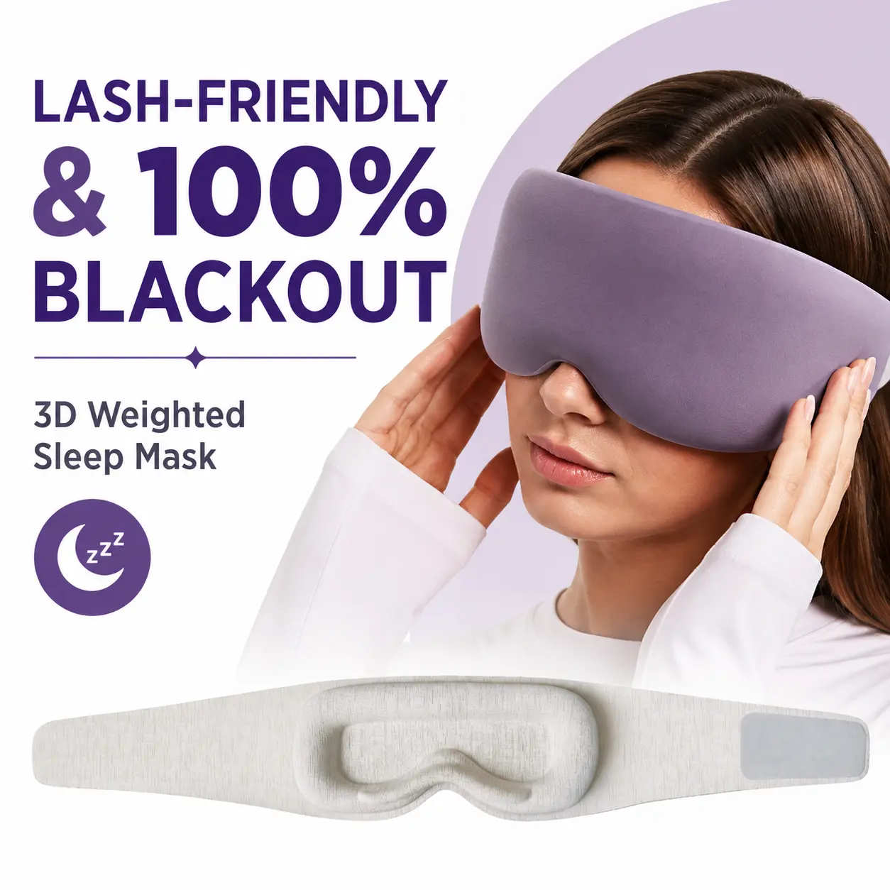 Weighted Foam Sleep Mask - 3D Contoured Lash-Friendly Blackout Eye Mask, Deep Pressure Relaxation, No-Pressure Design for Sleep, Travel