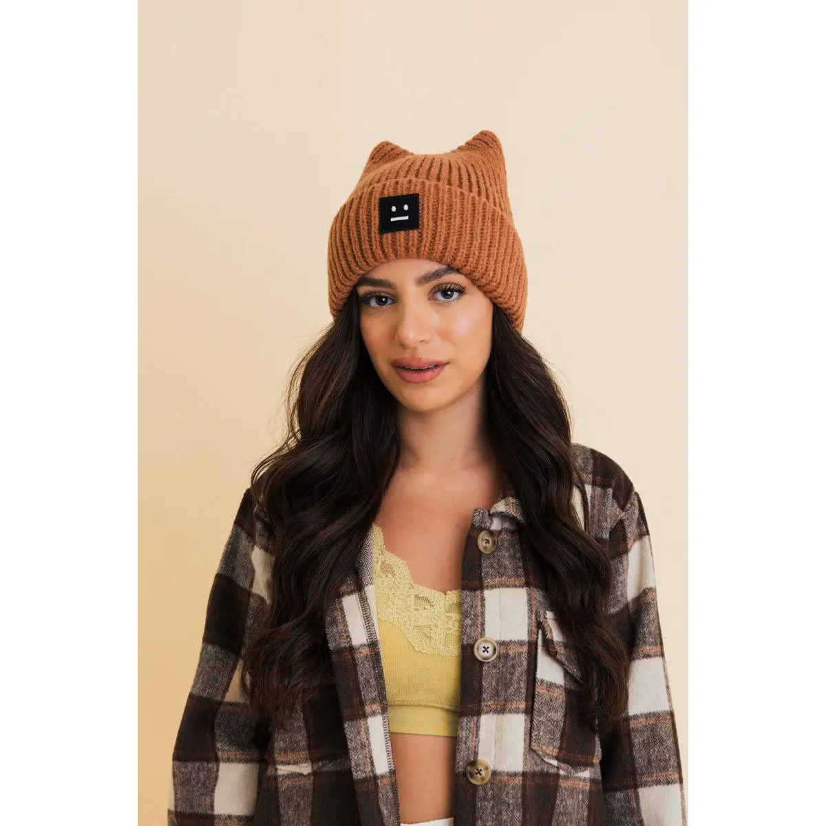 Chill Vibes Soft Ribbed Square Top Beanie