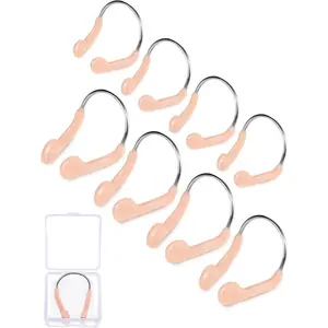 Swimming Nose Clip 12 Packs Beige Swim Nose Plugs Competition Protector with Waterproof Silica Gel 6 Adult Models 6 Children Models(12 Pieces)