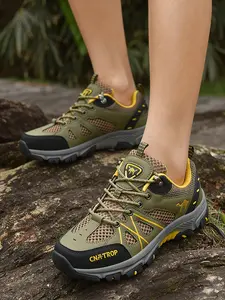 Men's Slip-On Hiking Shoes, Waterproof Breathable Outdoor Walking Sneakers, Non-Slip Durable Trail Running Shoes for Camping, Trekking, Casual Wear
