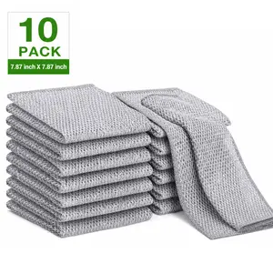 10 Counts 2-Layer Non-Scratch Wire Dishcloth Multipurpose Metal Scrubbers for Kitchen Wet and Dry Cleaning