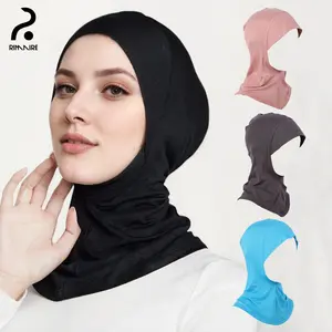RIMAIRE Adjustable Modal hijabs Turban Set Ramadan Hijab Cap Muslim Strech Undercap for Girls Premium Scarf Hat fashionable clothing pull sport Modest Stretchy Breathable Inner Women's Under Soft Jersey Black Chic Versatile Headwear