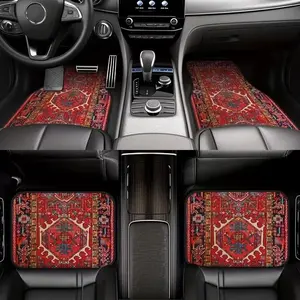 4 Piece Car Mat Set Vintage Eastern Turkish Persian Design, Anti-Slip Decorative Mats, Suitable for Cars Suv Trucks Vans, Universal Size
