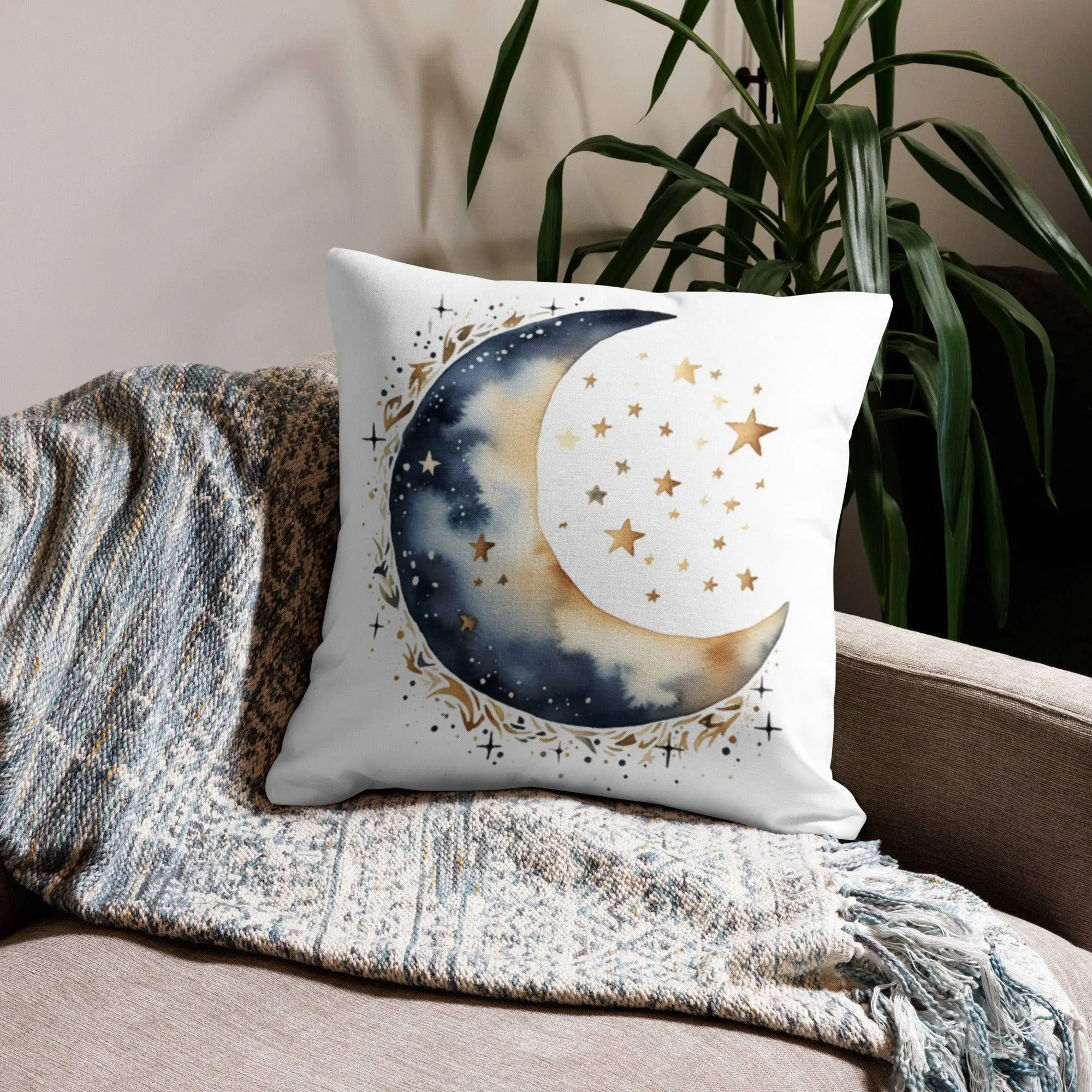 Watercolor Moon Pillow