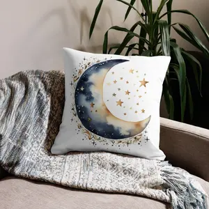 Watercolor Moon Pillow