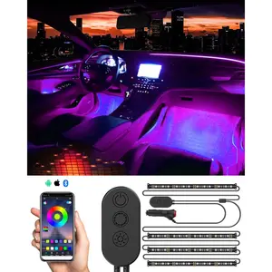 LED Lights Interior RGB LED Strip  Lighting w/Multi-Color App Control  Atmosphere  Light w/8.8ft Length and DC 12V  Charger Sync to