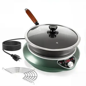 1700W 85V~120V Induction Cooktop Hot Plate Electric Stove Countertop Burners Cooker For Cooking Portable Heater 18h-timer With 13-inch Carbon Stainless Steel Pot Wok Included Curved Surface Concave Quick Heat-up 16 Level Temp&Power Ctrl Abangdun