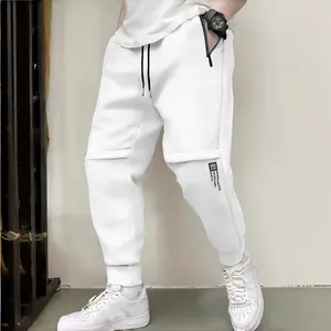 Men's Fashion Casual Sports Pants Regular Fit with Drawstring Elastic Waist Joggers Letter Print Cuffed Ankle Design Menswear Knitted Fitness Pants Suitable for Gym Running Outdoor Sports and Daily Wear - Trouser, Long