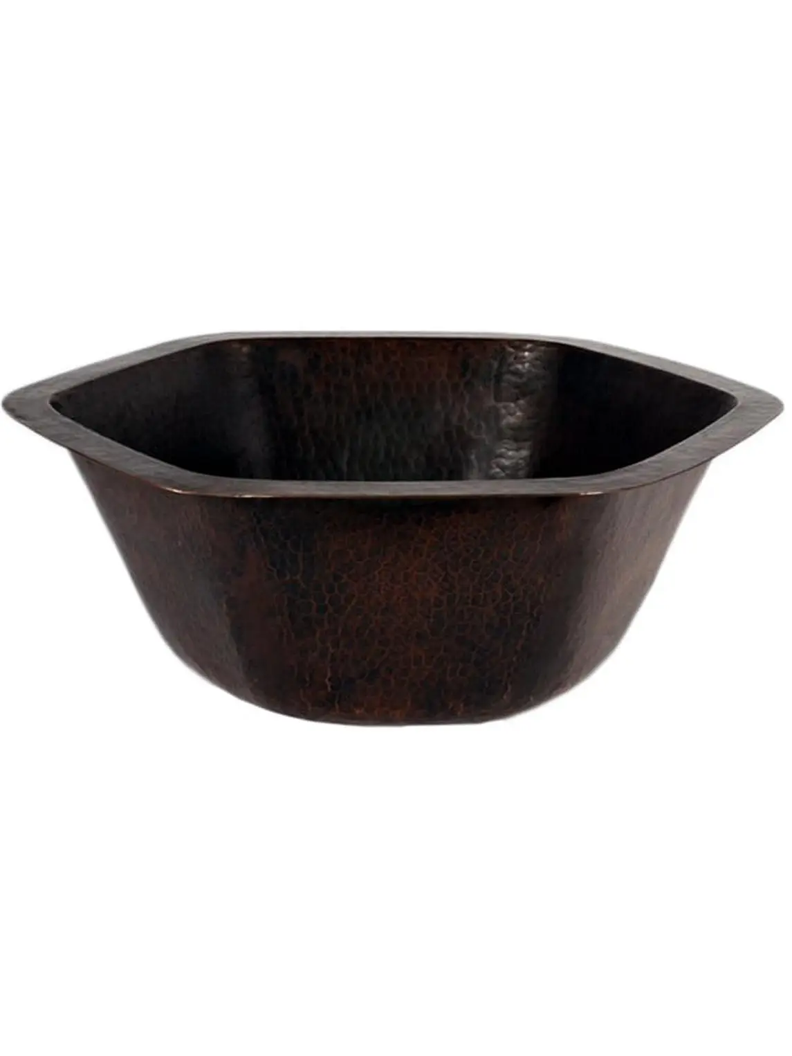 Novatto TCB-004AN NAVARRE Artistic Hand-Crafted Drop-In Hexagon Copper Bar & Prep Sink, Antigua Finish, 16-in Width, 13 by 6 inches, 3.5-in Drain Opening, 99.9% Bacteria Reduction, Easy to Maintain