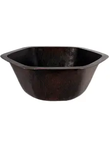 Novatto TCB-004AN NAVARRE Artisan Hand Crafted Drop-In Hexagon Copper Bar & Prep Sink, Antigua Finish, 16-in Width, 13x6 in, 3.5-in Drain Opening