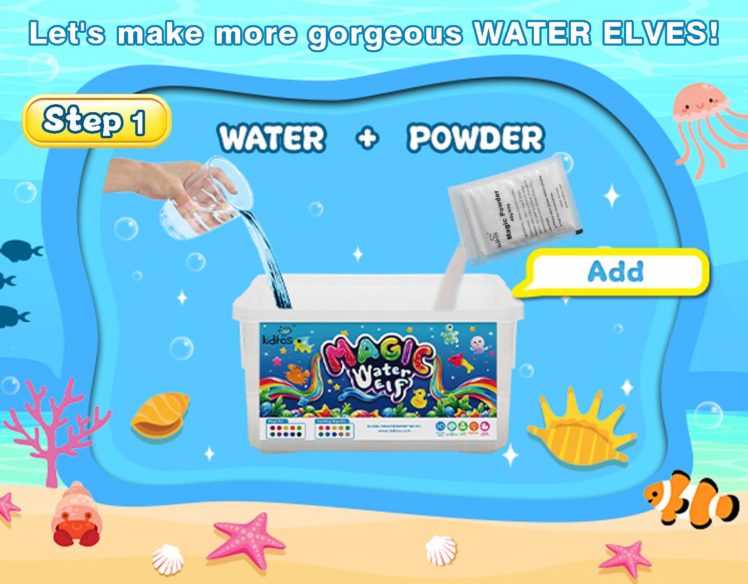 Kiditos Magic Water Elf Toy Kit with 20 Magic Gels, 10 Molds - Imaginative Play, Christmas Gifts, Birthday Gifts, Party Favors, and Family-Friendly DIY STEM Projects (20 Colors)