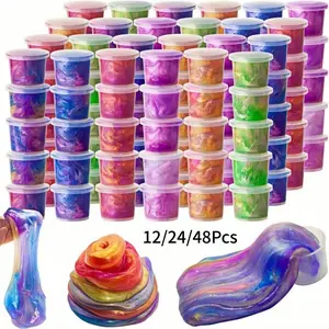 12/24/48 Galaxy Slime Toys, Colorful DIY Kit, Non-Sticky, Stress Relief, Soft, Fun Gift for Kids, Easter, Christmas, Birthday Party, Stress Relief Squishy, Bright Slime