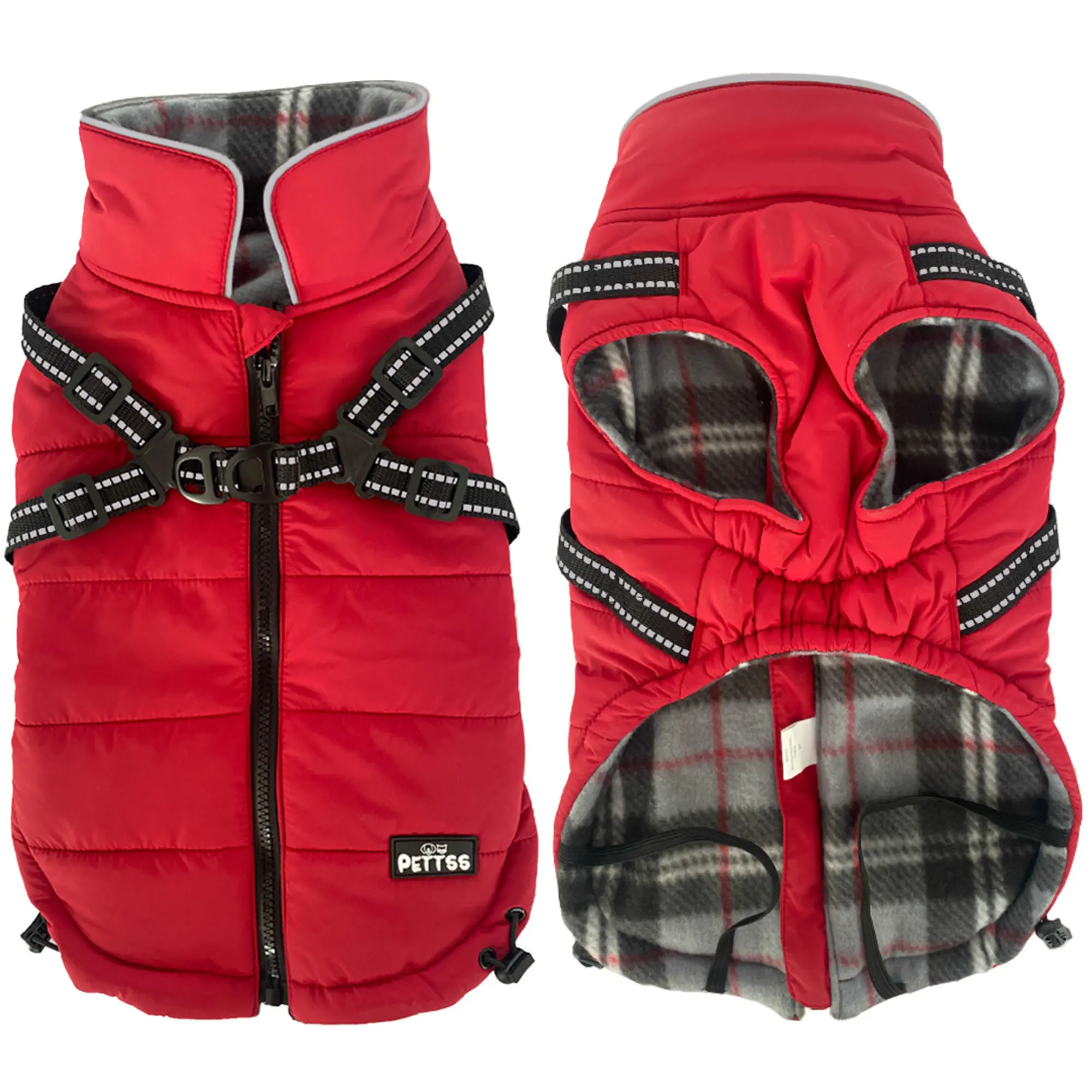 Warm Dog Coat Jacket w/Harness, Waterproof Reflective, Padded, Windproof, Cozy Snow Vest, Perfect for Small Medium Large Dog (Pack of 1)