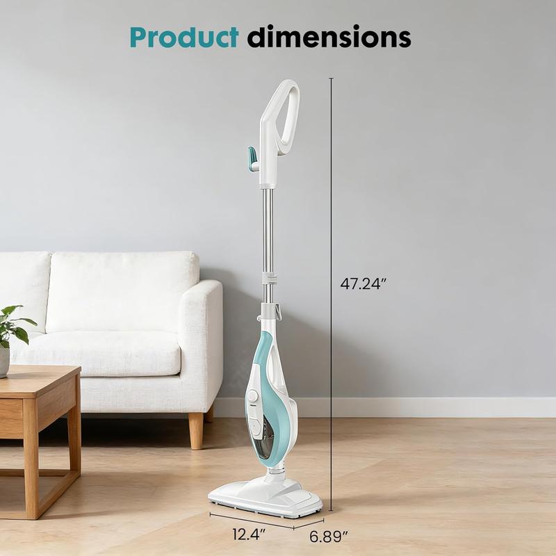 Powerful 10-in-1 Steam Mop for Home Detachable Handheld Floor Steamer with 16FT Cord & Washable Pads Cleans Hardwood Carpet Tile Grout & Windows Safe Chemical-Free Cleaning
