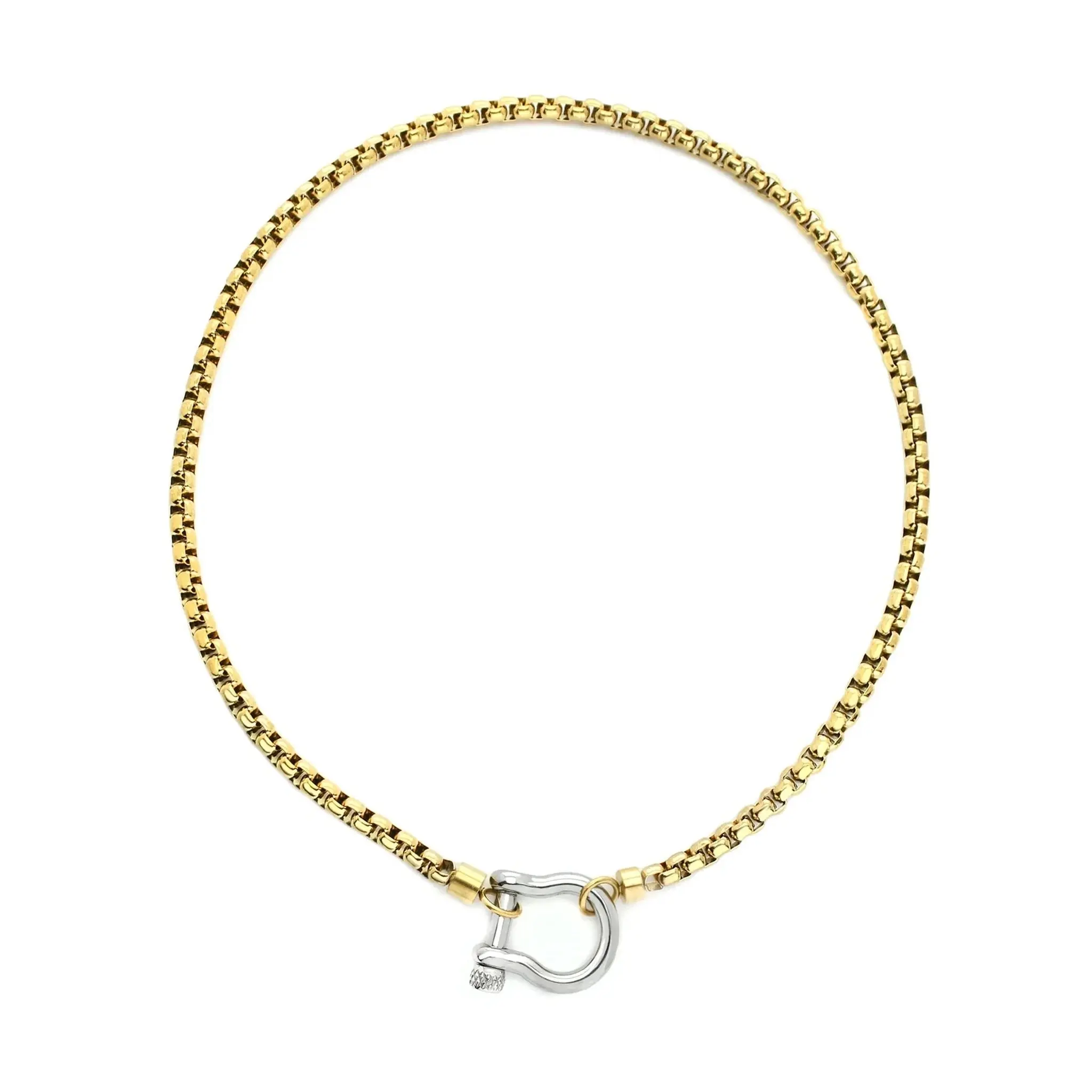 Horseshoe Necklace 18k Gold Filled and Rhodium Filled Stainless Steel 18.5" Tarnish Free Water Resistant Hand Crafted Jewelry Good Fortune Elegance