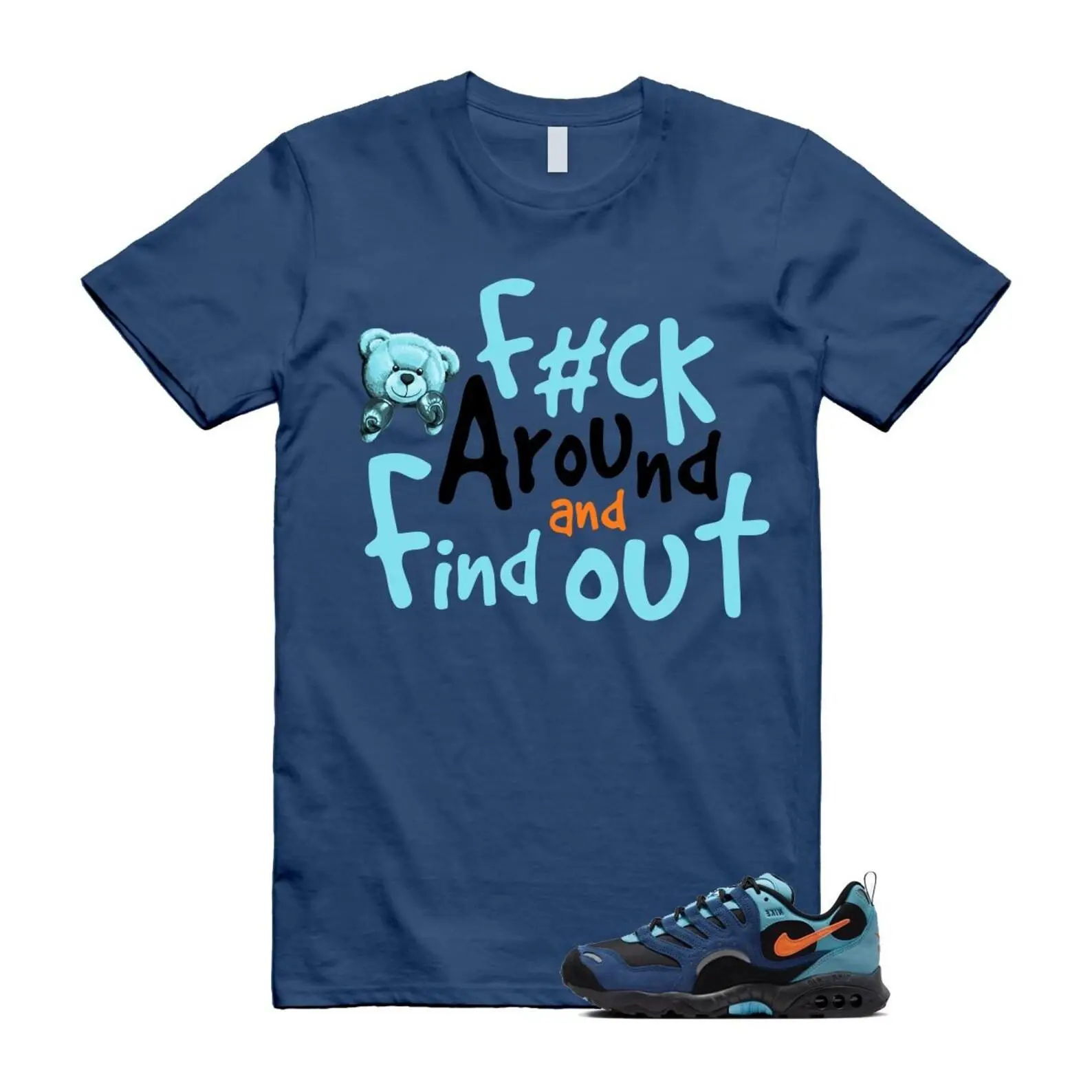 Gildal Unisex T-shirt - Air Terra Mystic Navy Aquarius Blue Humara SP Black Safety Orange T Shirt Match FCK. 100% Cotton. Casual Wear. Streetwear Style. Rap/hip-hop artist. T-shirt To Match Sneaker.