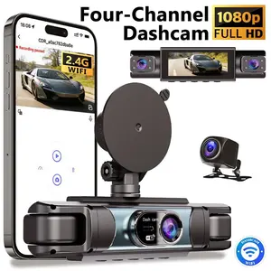 【LensMile】360° Surround View 4 Channel Dash Cam , 1080P FHD , 3.18" IPS Display, Built-in 2.4GHz WiFi App Control, WDR, Loop Recording, Reverse Assist, 4 Lens Front Rear Inside Left Right Car Driving Recorder, Car Security Camera-YY