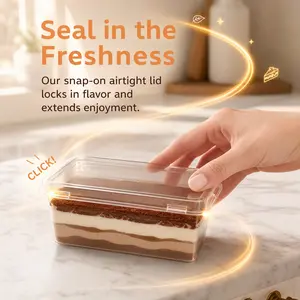 100Pcs  Clear Plastic Tiramisu & Mousse Cake Boxes, Disposable Dessert Packaging Containers for Bakery Takeaway & Home Baking
