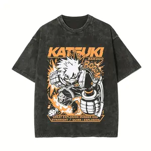 My Hero Academia Katsuki Bakugo Printed Unisex Washed T-Shirt b5