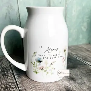 If … were flowers I’d we’d pick you Ceramic Vase - Nanna Grandma Home Wildflower Lavender Floral Ceramic Small Vase - Mother's Day Ceramic Vase, Birth Month Decor, Mom Grandma Gift
